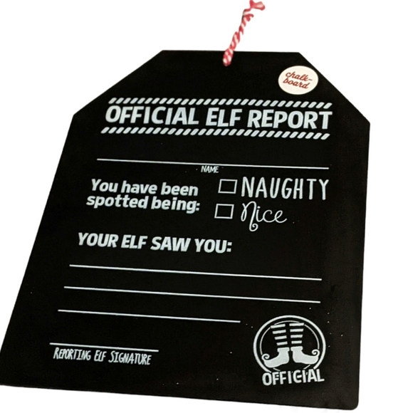 NWT! Novelty Chalkboard Official Elf Report Hanging Tag/Sign | Large 7. - Picture 9 of 9